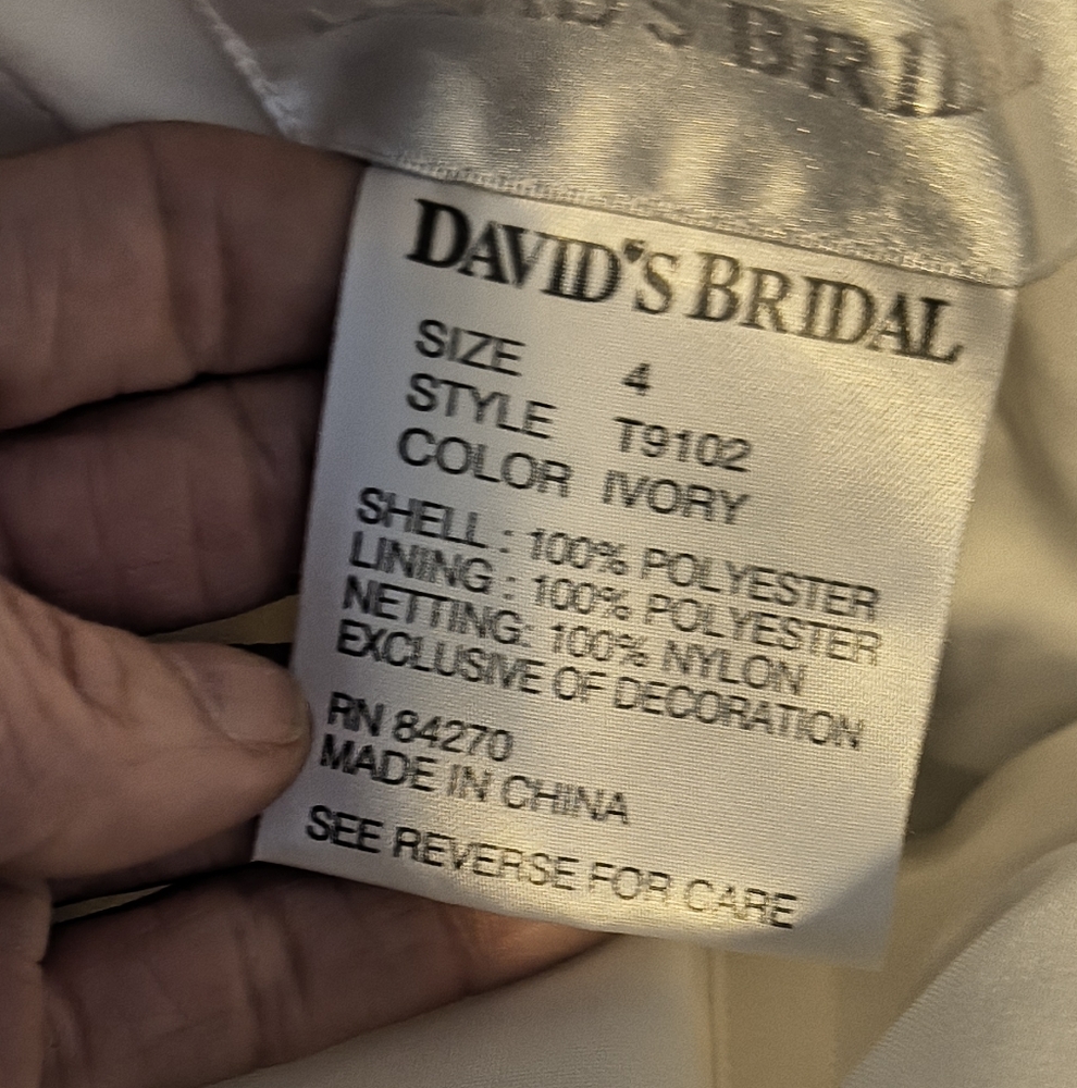 Strapless Tiered Ivory Wedding Dress By David's Bridal Size 4 - Picture 8 of 8